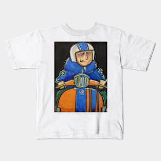 Retro Scooter, Classic Scooter, Scooterist, Scootering, Scooter Rider, Mod Art Kids T-Shirt